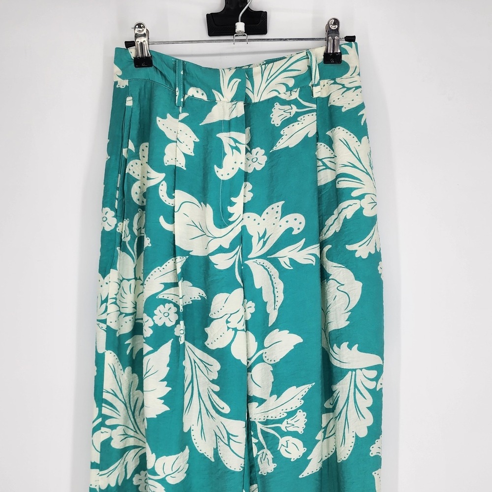 MNG Womens Dart Detail Straight Leg Pants Size 2 Summer Tropical Vacation  Chic